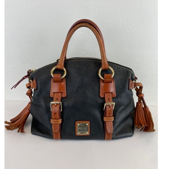 Dooney & Bourke Bristol Western Satchel Bag Black Pebble Leather Tassels Cowgirl - Picture 2 of 16